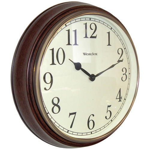 Westclox 15.5&quot; Round Dark Woodgrain Clock
