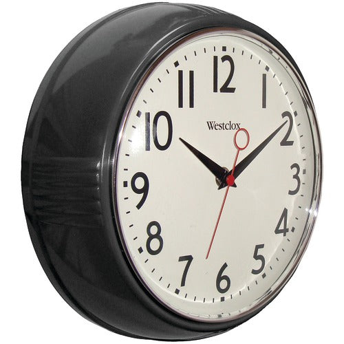 Westclox 9.5&quot; 1950&#039;s Retro Black Case Convex Glass Clock