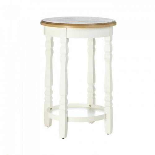 Wood Top Round Accent Table