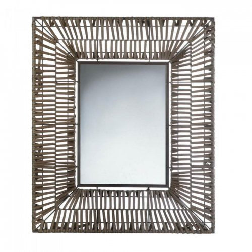 Faux Rattan Rectangular Wall Mirror