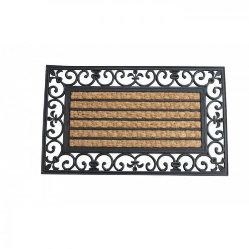 Striped Mat With Fleur-de-lis Border