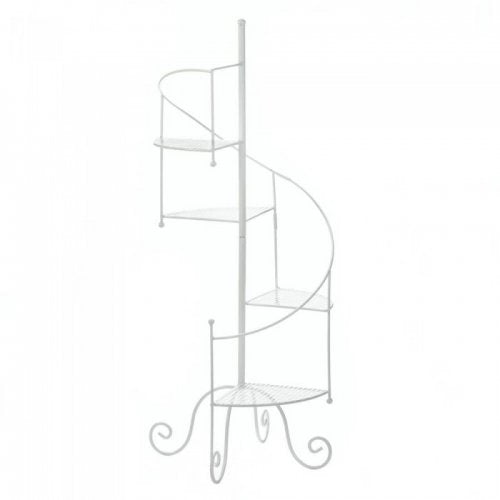 White Spiral Showcase Plant Stand