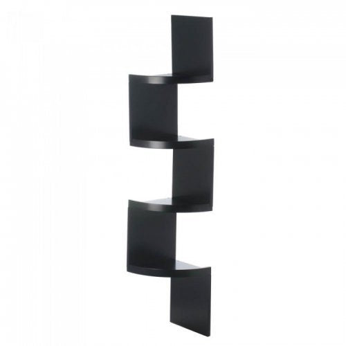 Zig Zag 4-tier Black Corner Shelf