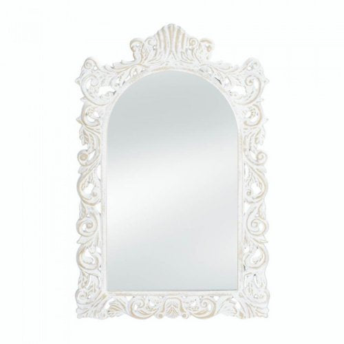 Grand Distressed White Wall Mirror