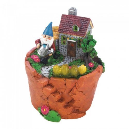 Terra Cotta Pot Gnome Solar Statue