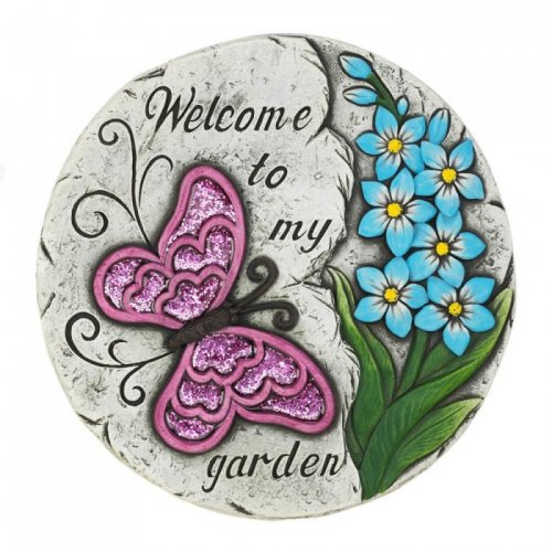 Pink Butterfly Garden Stepping Stone