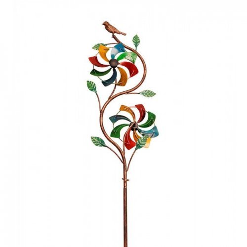 48&amp;#34; Rainbow Duo Windmill Garden Stake