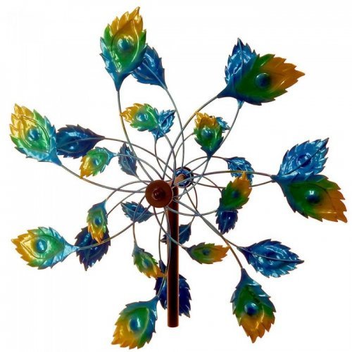 75&amp;#34; Peacock Tail Windmill Garden Stake