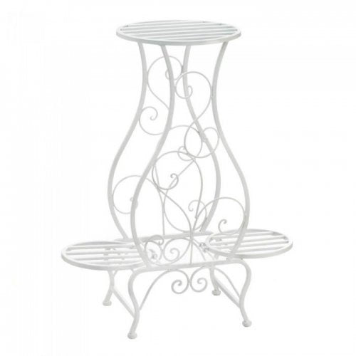 White Hourglass Triple Plant Stand