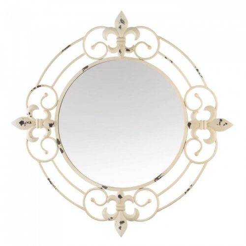 Antique White Fleur-de-lis Wall Mirror