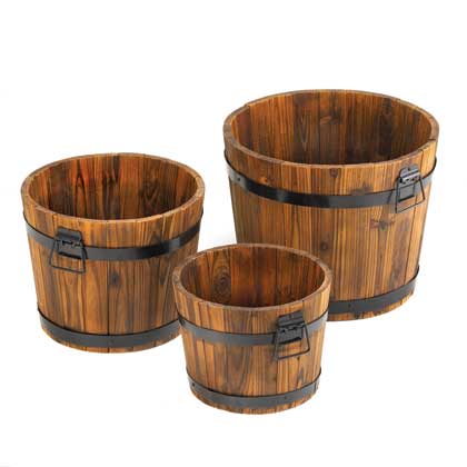 Country Barrel Planters Set